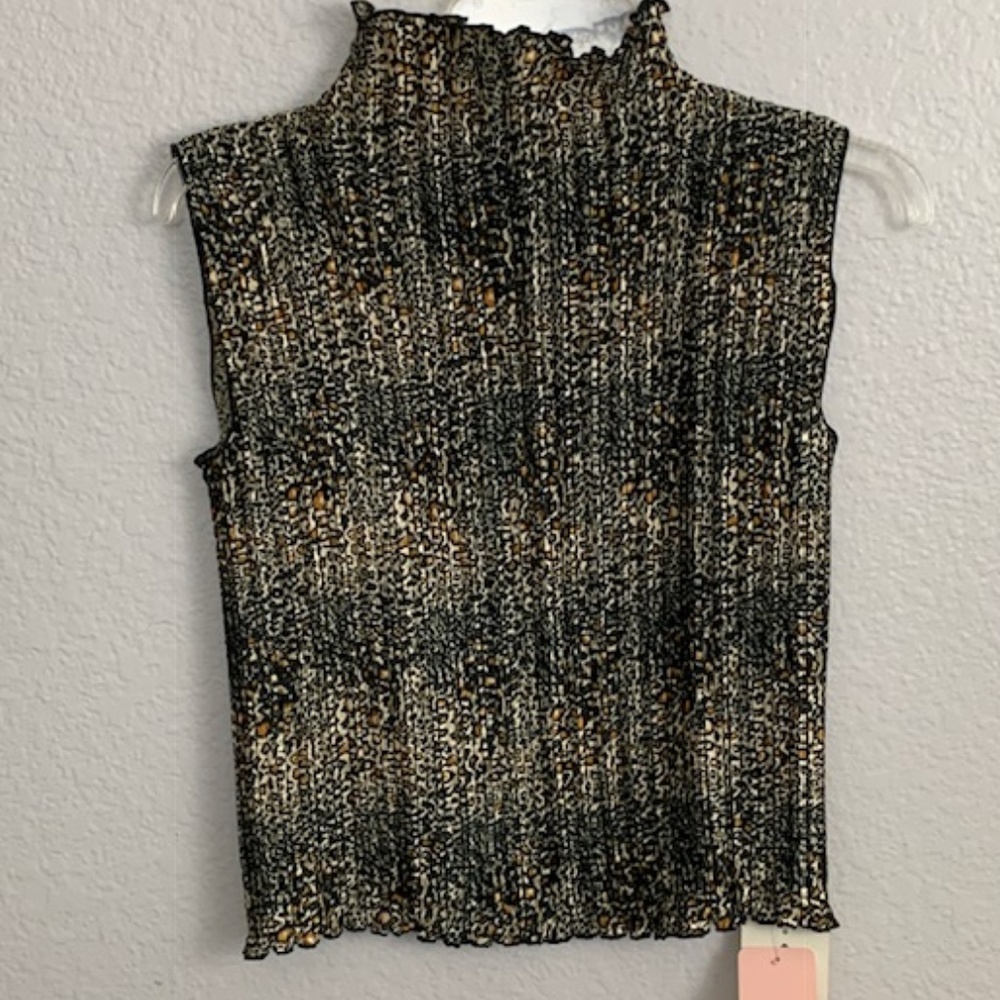 E.K. Designs Sleeveless Animal Leopard Shell Sz L